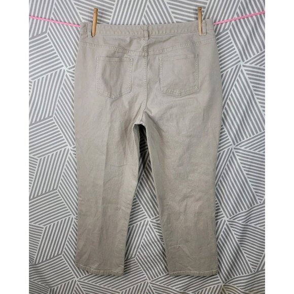 CJ Banks Boot Cut Pants Plus Size 18W 18 38" Waist Khaki Tan Beige Denim Canvas - Picture 3 of 5